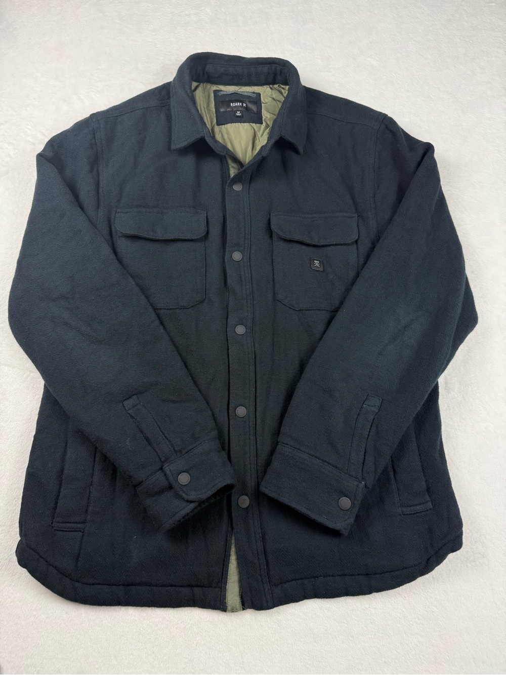 Roark Backwoods Overshirt Mens Medium Black Quilted Flannel Shirt Jacket Shacket